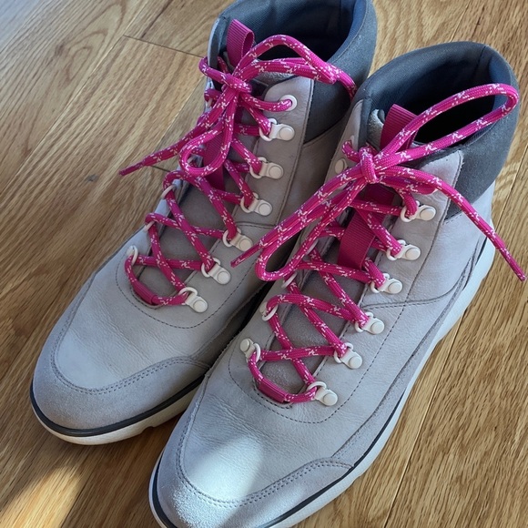 Cole Haan Grand Zero Gray Leather Women's Hiking Boots with Pink Laces - Picture 9 of 11